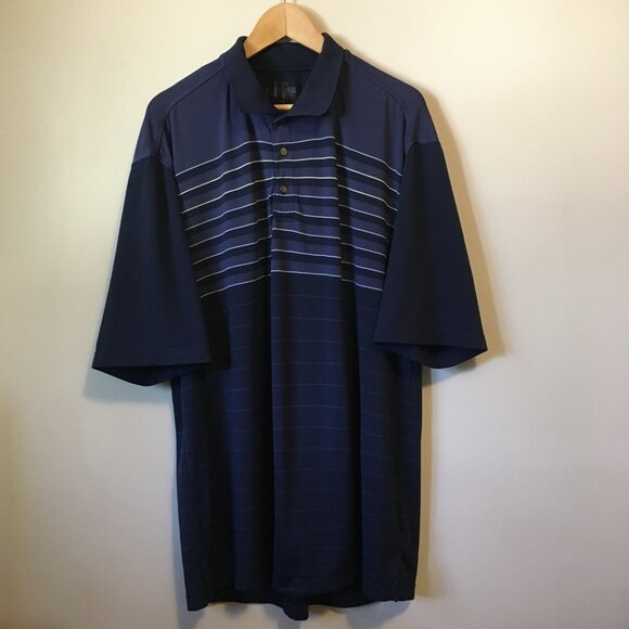 Kirkland Performance Polo Mens Blue and White Stripe Shirt - Picture 2 of 13